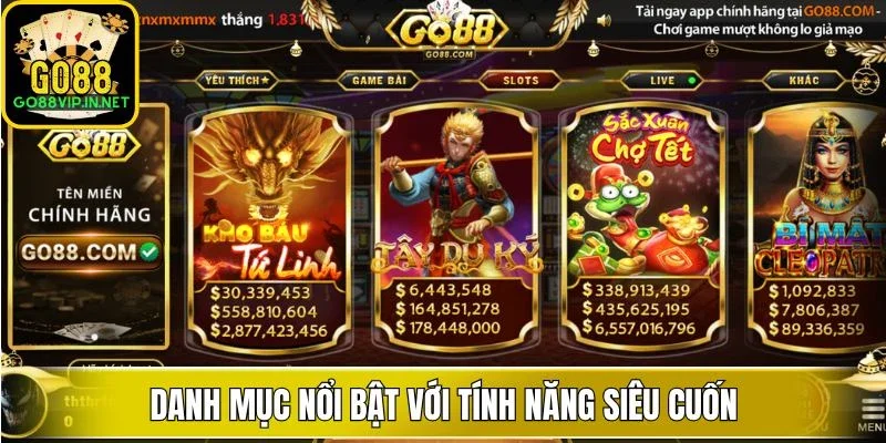 Danh mục nổi bật với tính năng siêu cuốn